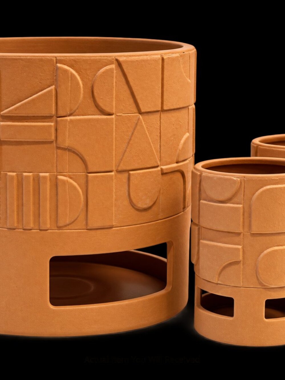 🌿 NEW Hilton Carter Geometric Terracotta Planters Set of 3 Large & Small Pots🌿